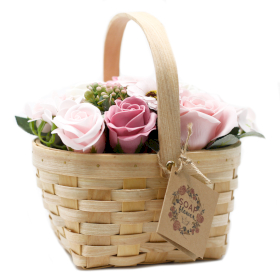 Bouquet Panier en Osier Large - Rose