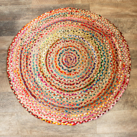 Tapis Rond Jute et Coton Recyclé - Multi 120 cm