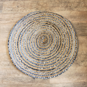 Tapis Rond Jute et Denim Recyclé - 90 cm