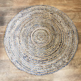 Tapis Rond Jute et Denim Recyclé - 120 cm