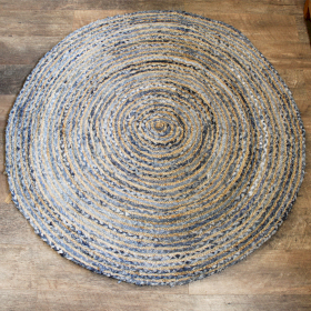 Tapis Rond Jute et Denim Recyclé - 150 cm