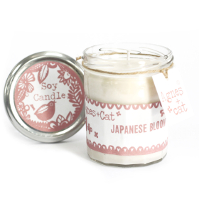 6x Bougie Pot de Confiture - Floraison Japonaise