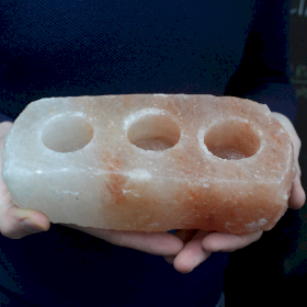 Bougeoirs en cristal de Sel de l’Himalaya Brut - 3 Bougies