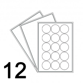 100x Kraft Marron - 12 Étiquettes A4 Ronds