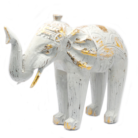 Éléphant en bois sculpté - Or blanc