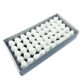 50x Fleurs de Savon pour Bouquet - Tulipe Medium - Blanc