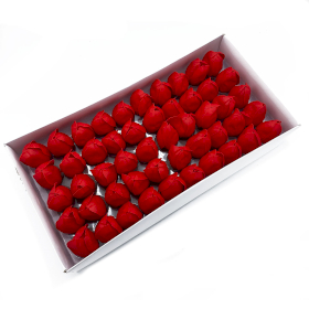 50x Fleurs de Savon pour Bouquet - Tulipe Medium - Rouge