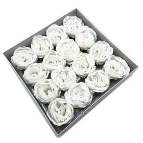 16x Fleurs de Savon pour Bouquet - Pivoine Large - Blanc