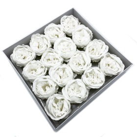 16x Fleurs de Savon pour Bouquet - Pivoine Large - Blanc