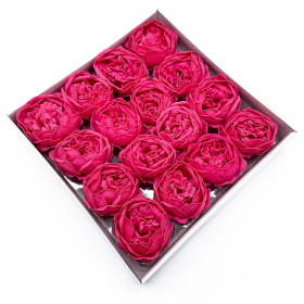 16x Fleurs de Savon pour Bouquet - Pivoine Large - Rose Foncé