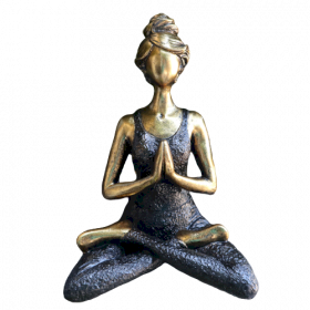 Figurine Yoga Femme -Bronze & Noir 24cm