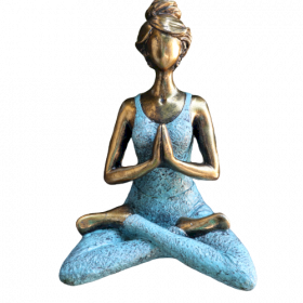 Figurine Yoga Femme - Bronze & Turquoise 24cm