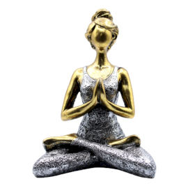 Figurine Yoga Femme - Bronze & Argent 24cm