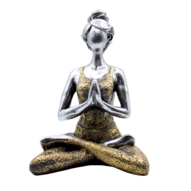 Figurine Yoga Femme -Argent & Or 24cm