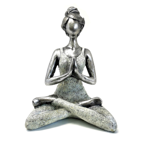 Figurine Yoga Femme -  Blanc & Argent 24cm