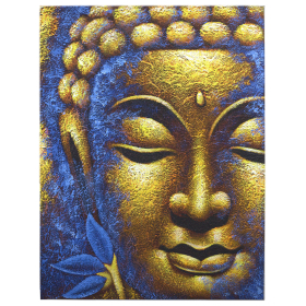 Tableau Bouddha - Visage D\'Or et Fleur de Lotus