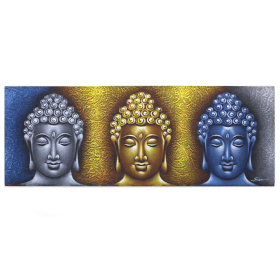 Tableau Bouddha - Trois Visages Détails Dorés