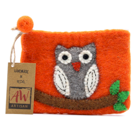 3x Pochettes en feutre (assorti) - Hibou sur Branche