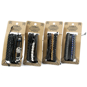 8x Set de Bracelet pour Homme - Noir (assortis)