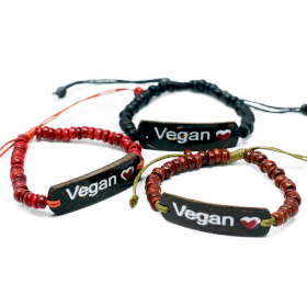 6x Bracelets en Coco Slogan - Vegan