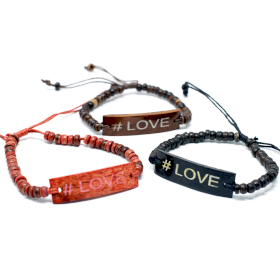 6x Bracelets en Coco Slogan - #Love
