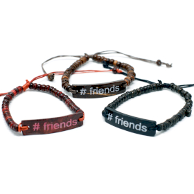 6x Bracelets en Coco Slogan - #Friends
