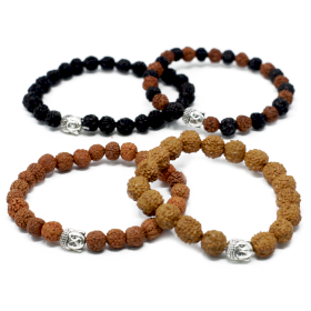 12x Bracelets Bouddha Rudraksha Assortis