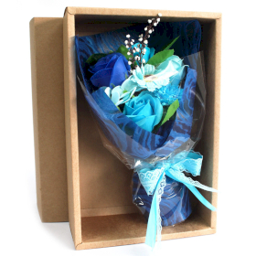 Bouquet de Savon Main et Boîte -Bleu