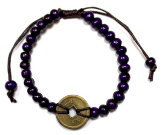 5x Bracelets Feng shui de Bali - Violet