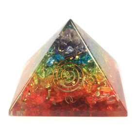 Grande Pyramide Orgonite 70mm - Chakra Éclats de Gemmes