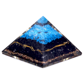 Pyramide Orgonite - Turquoise et Tourmaline Noire - 70 mm