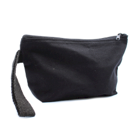 6x Trousse de Toilette en Coton Noir 10 oz - Trousse avec Poignée