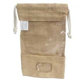 6x Sachet de Jute avec Fenêtre et Poche 25x16cm