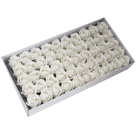 50x Roses de Savon  pour Bouquet- Medium/Blanc