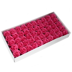 50x Roses de Savon  pour Bouquet- Medium/Rose Vif