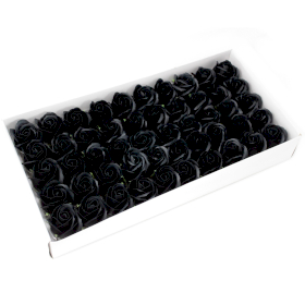 50x Roses de Savon  pour Bouquet- Medium/Noir