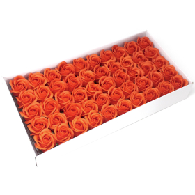 50x Roses de Savon  pour Bouquet- M/Orange foncé