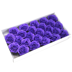 25x Roses de Savon  pour Bouquet- Larges/Violet
