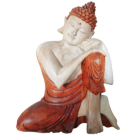 Statue Bouddha Sculptée Main - 25cm - Pensif