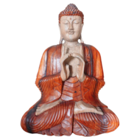 Statue Bouddha Sculptée Main - 60cm - Deux Mains