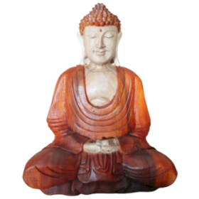 Statue Bouddha Sculptée Main - 30cm - Mains Basses