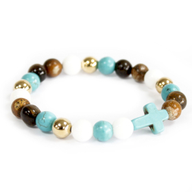 3x Bracelet Pierre Fine - Croix Turquoise/ Mix de Pierres