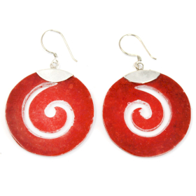 Boucle d\'oreille argent 925Imitation corail - symbole