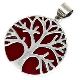 Pendentif Argent Arbre de Vie 30mm - Effet Corail