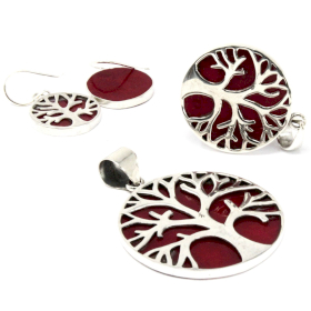 Pendentif Argent Arbre de Vie  22mm - Effet Corail