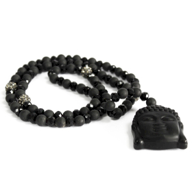 Collier Boho-Chic - Bouddha/ Pierre Noire