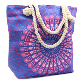 Sac Mandala avec Poignée en Corde - Purple Blue