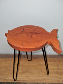 Support pour Plante en Bois d\'Albasia - Poisson - Terre Cuite