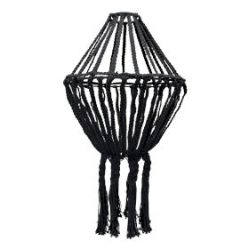 Grand Lustre Pendant en Macramé - Noir