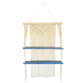 Étagères Suspendues en Macramé Naturel - Bleu